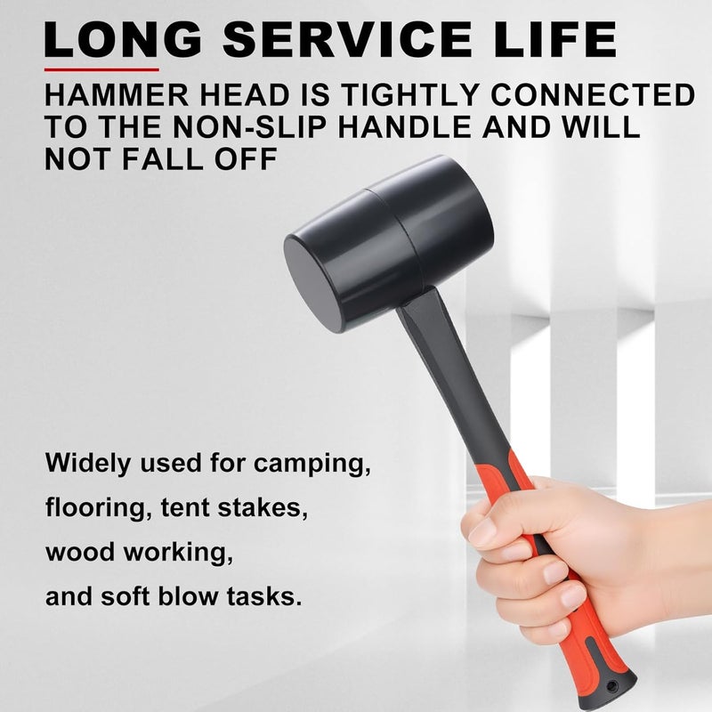 DESHIL Rubber Mallet 16 oz, Durable Rubber Hammer Head with Fiberglass Handle, Great for Flooring, Tent Stakes, Camp Trips, Woodworking, DIY Projects Home Decoration and Soft Blow Tasks without Damage - Image 4